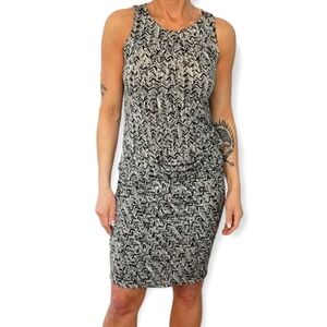 MNG Mango Suit Black White Zig Zag Pleated Side Size Small Sleeveless Midi